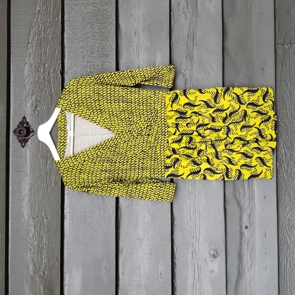 DIANE VON FURSTENBERG Nollie Tweed Dash Print Silk Dress sz 6 Women's Mini DVF