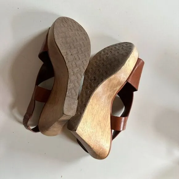 DIANE VON FURSTENBERG Sandals Women 10 Brown Vintage Sunny Platform Shoes Y2K