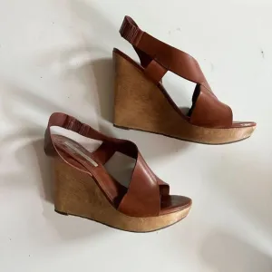 DIANE VON FURSTENBERG Sandals Women 10 Brown Vintage Sunny Platform Shoes Y2K