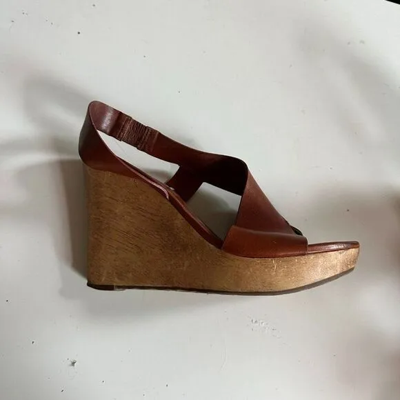 DIANE VON FURSTENBERG Sandals Women 10 Brown Vintage Sunny Platform Shoes Y2K