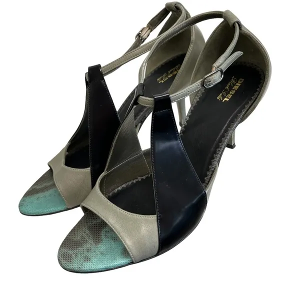 Diesel Black Gold Sandals