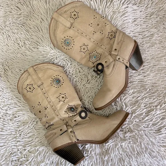 DINGO Addie Western Embellished Girly Sparkle Cowgirl Boots in Brown Chestnut 8