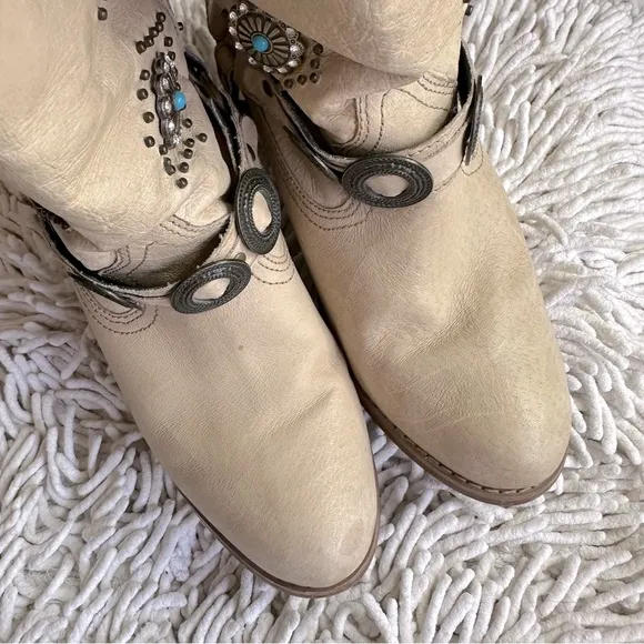 DINGO Addie Western Embellished Girly Sparkle Cowgirl Boots in Brown Chestnut 8