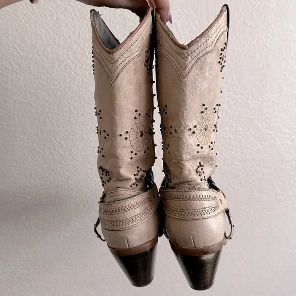 DINGO Addie Western Embellished Girly Sparkle Cowgirl Boots in Brown Chestnut 8