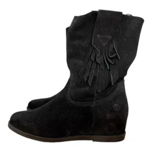 Dingo KELSEY Boots Women's 6.5 Black Fringe Mid Calf Hidden Wedge DI901