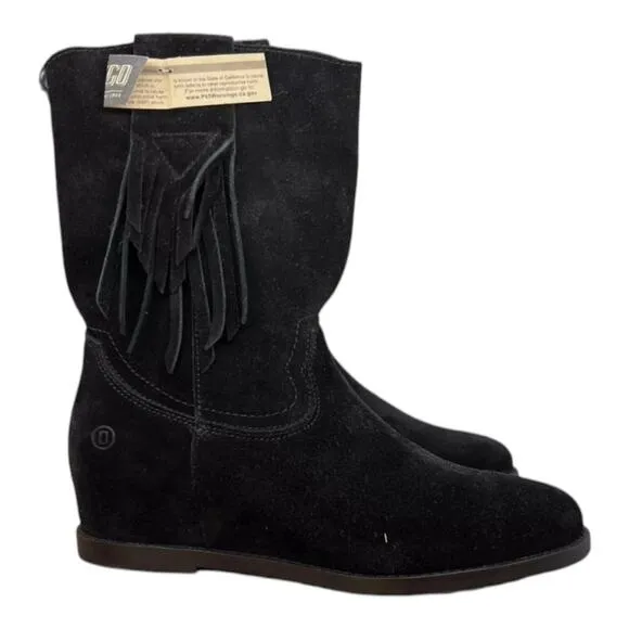 Dingo KELSEY Boots Women's 6.5 Black Fringe Mid Calf Hidden Wedge DI901