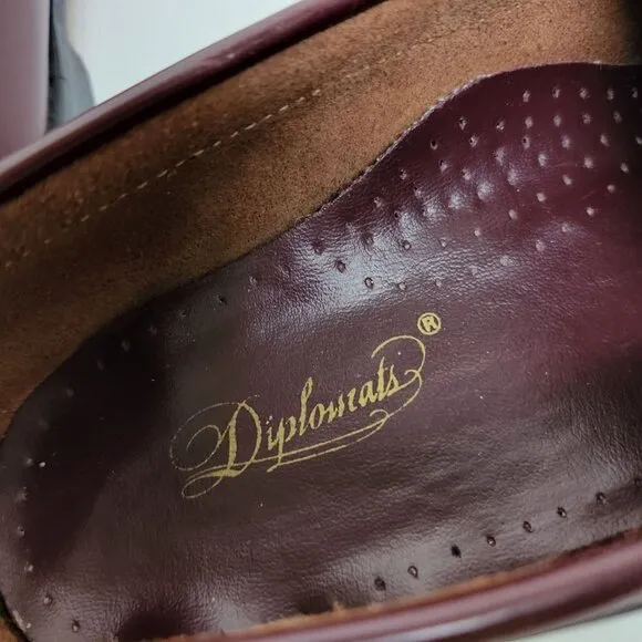 Diplomats Leather Burgundy Classic Penny Loafers Size 9.5D