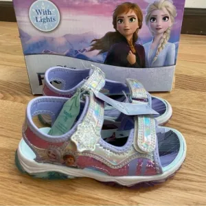 Disney Frozen Light Up Sandals NWT Sz 9 Blue Purple Adjustable Open Toe