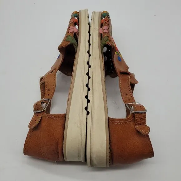 D'Lolos Womens Size 10 Sandals Huarache Flat Floral Leather Close Toe Brown