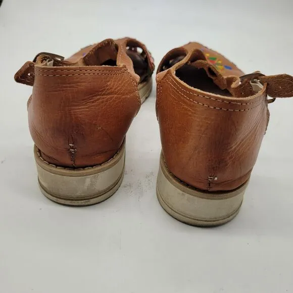 D'Lolos Womens Size 10 Sandals Huarache Flat Floral Leather Close Toe Brown