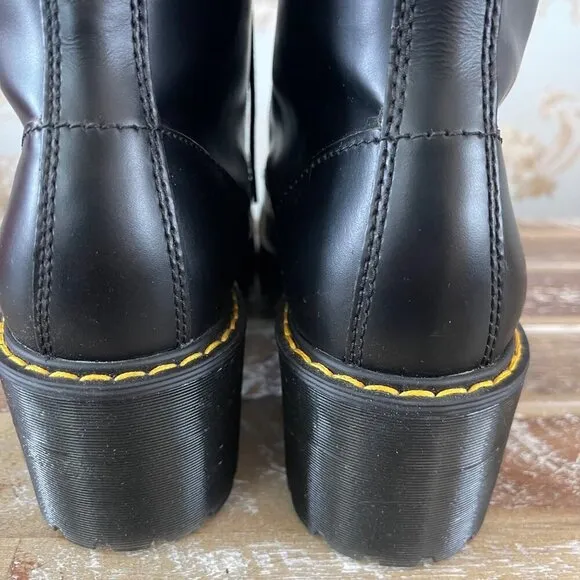 Doc Dr Martens Leona Combat Boots Sz 7 US L Leather Grunge Goth Rock Punk Chunky