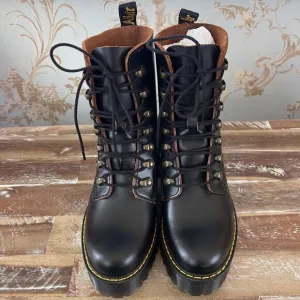 Doc Dr Martens Leona Combat Boots Sz 7 US L Leather Grunge Goth Rock Punk Chunky