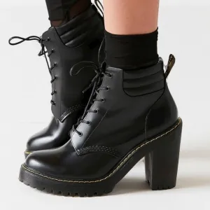 Doc Martens Black Smooth Leather Persephone Platform Heeled Boots Women’s Size 7