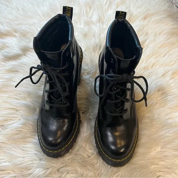 Doc Martens Black Smooth Leather Persephone Platform Heeled Boots Women’s Size 7