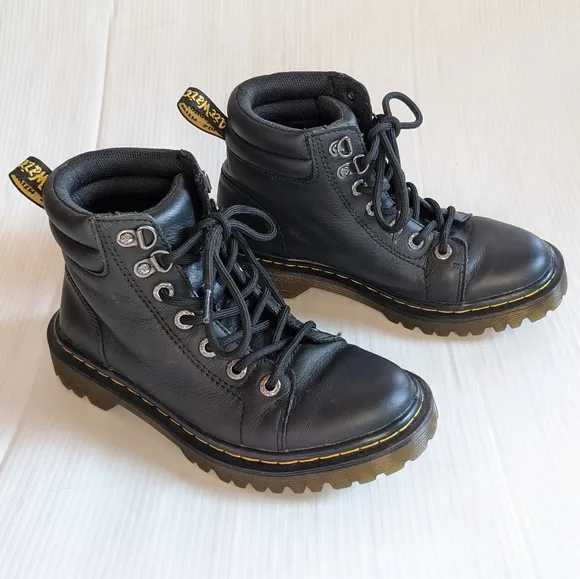 DOC MARTENS Faora black leather high top chunky combat moto hiking boots