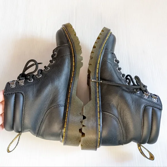 DOC MARTENS Faora black leather high top chunky combat moto hiking boots