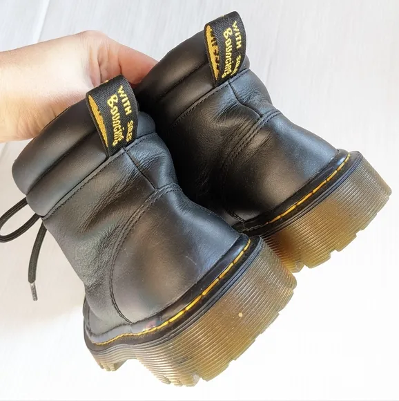 DOC MARTENS Faora black leather high top chunky combat moto hiking boots