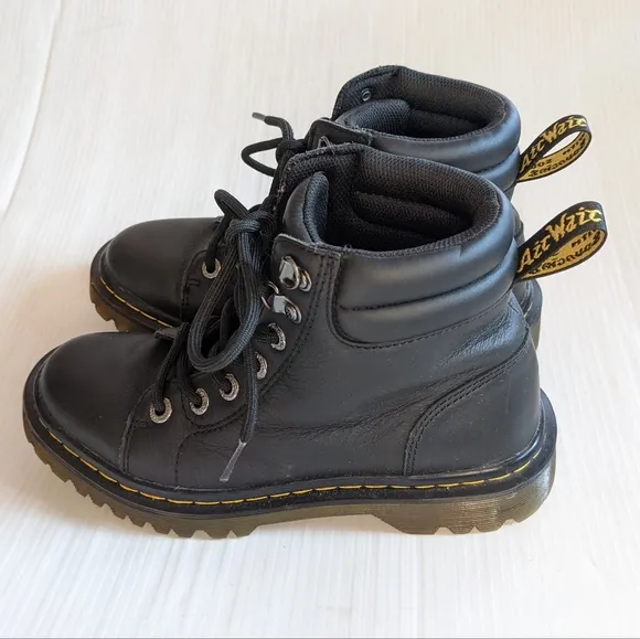 DOC MARTENS Faora black leather high top chunky combat moto hiking boots