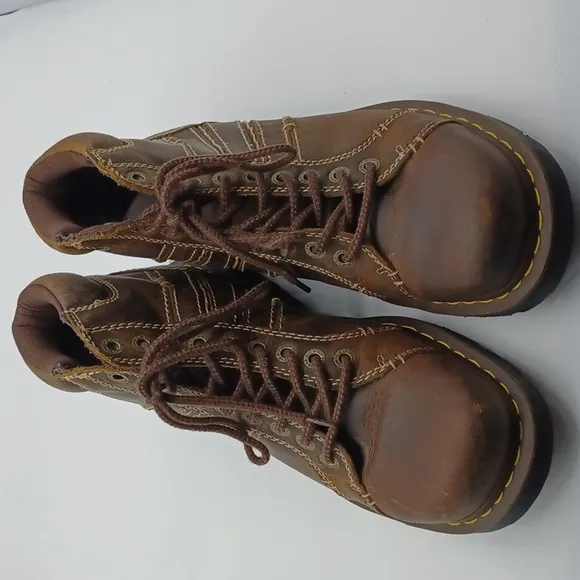 Doc Martens Quincy Chunky Leather Boots Size 12M Brown 90s Y2K Unisex