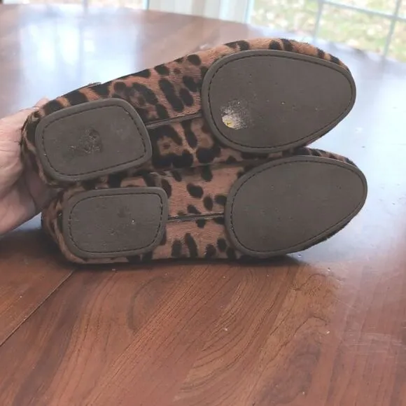Dolce &amp; Gabbana Tan Leather Trim Animal Print Calf Hair Driving Loafers Sz 38.5