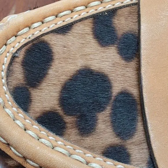 Dolce &amp; Gabbana Tan Leather Trim Animal Print Calf Hair Driving Loafers Sz 38.5