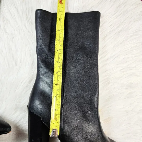Dolce Vita Black Smooth Leather Mid Calf Boots Size 10