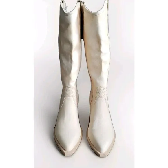 Dolce Vita Boots Women's Size 6 Navene Vanilla Nubuck Canvas Cowgirl New!