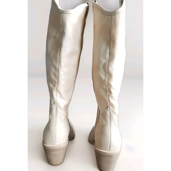 Dolce Vita Boots Women's Size 6 Navene Vanilla Nubuck Canvas Cowgirl New!