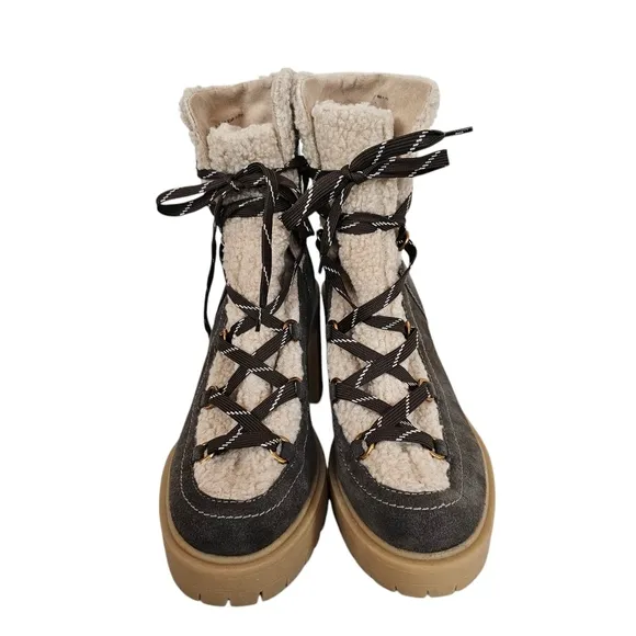 Dolce Vita Celtic Suede Chunky Sherling Lace Up Heeled Boots