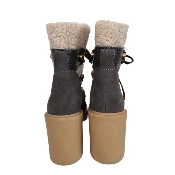 Dolce Vita Celtic Suede Chunky Sherling Lace Up Heeled Boots