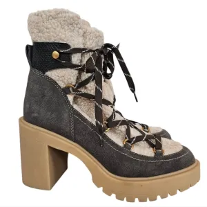 Dolce Vita Celtic Suede Chunky Sherling Lace Up Heeled Boots