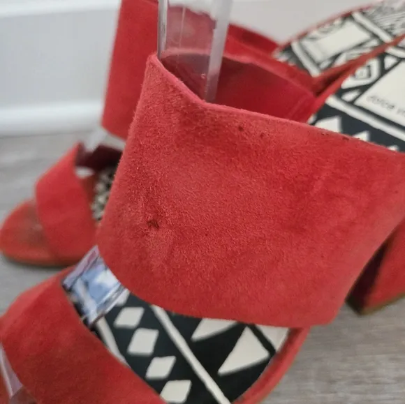 Dolce Vita Elize Vegan Suede Open Toe Block Heels Sandals