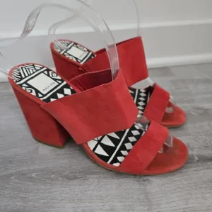 Dolce Vita Elize Vegan Suede Open Toe Block Heels Sandals