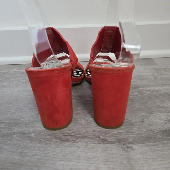 Dolce Vita Elize Vegan Suede Open Toe Block Heels Sandals