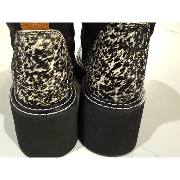 Dolce Vita Helki Platform Puffer Boots Size 8 Black White $170 Calf Hair print