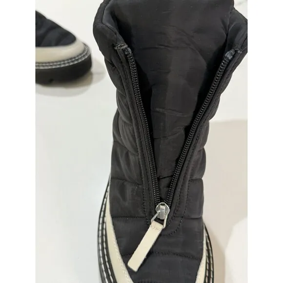Dolce Vita Helki Platform Puffer Boots Size 8 Black White $170 Calf Hair print