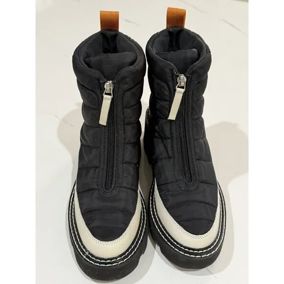Dolce Vita Helki Platform Puffer Boots Size 8 Black White $170 Calf Hair print