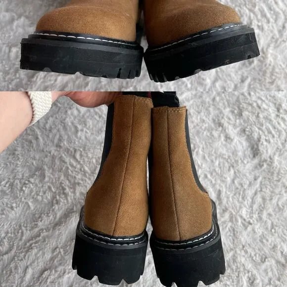 Dolce Vita Moana Chelsea boots cognac brown suede leather lug sole H2O 8.5