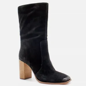Dolce Vita Nokia black suede mid calf heel boots