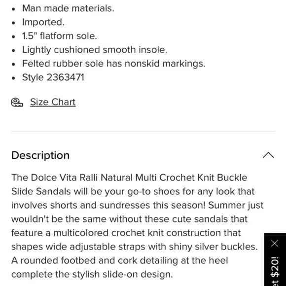Dolce Vita Ralli Natural Multi Crochet Knit Buckle Slide Sandals