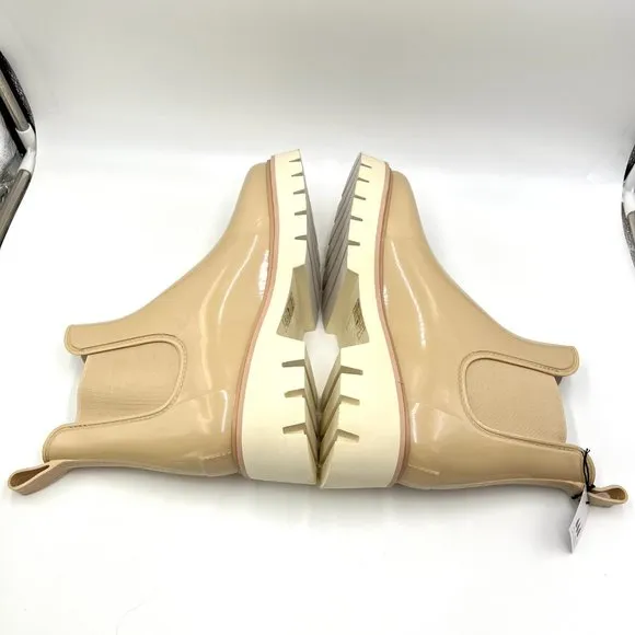 Dolce Vita Womens Thundr Waterproof Beige Patent Stella H20 Ankle Boots 10