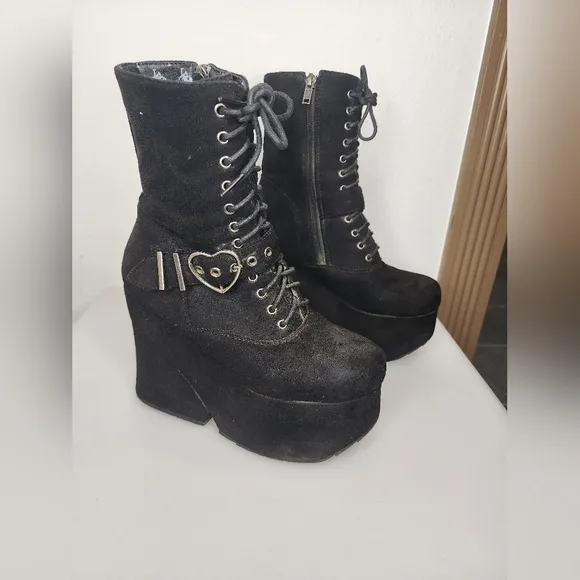 Dolls Kill La Moda Black Platform Boots Size 6