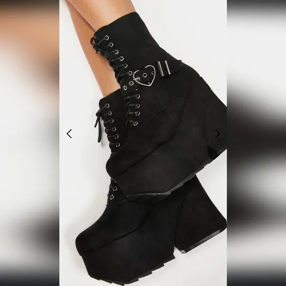 Dolls Kill La Moda Black Platform Boots Size 6