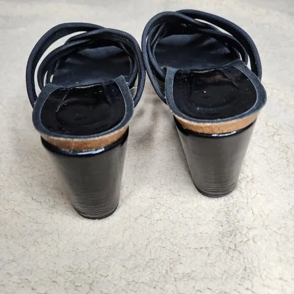 Donald J Pliner Black Strappy Wedge Heels Sandals