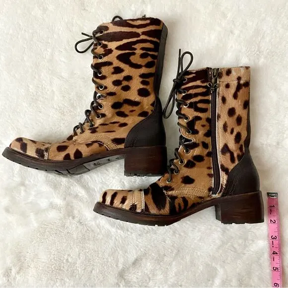 Donald J. Pliner Calf Hair Combat Boots Size 6.5