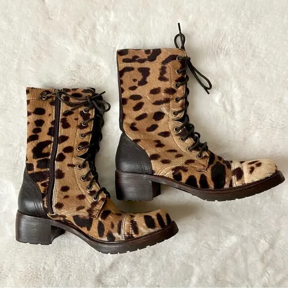Donald J. Pliner Calf Hair Combat Boots Size 6.5