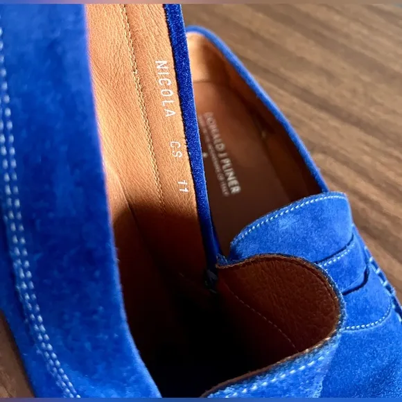 Donald J Pliner Cobalt Blue Suede ‘Nicola’ Penny Loafers, Size 11