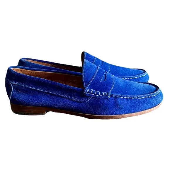 Donald J Pliner Cobalt Blue Suede ‘Nicola’ Penny Loafers, Size 11