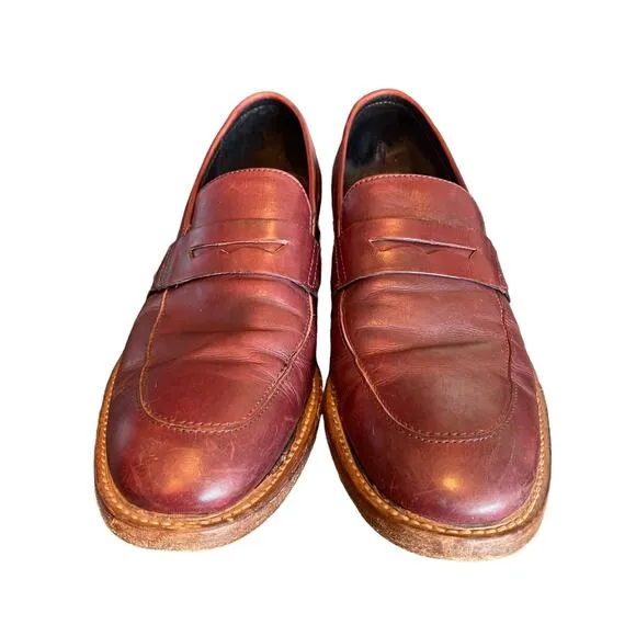 Donald J. Pliner Men’s Slip On Penny Loafers Red Leather Size 9.5