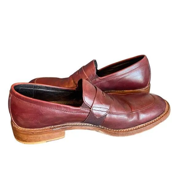 Donald J. Pliner Men’s Slip On Penny Loafers Red Leather Size 9.5